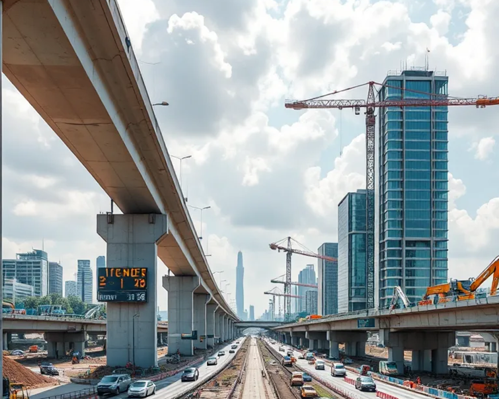 Civil engineers on an interchange site